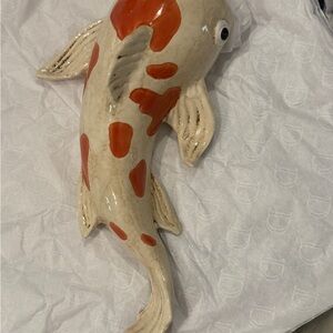 Ceramic Koi Fish Decor - Cream and Orange
